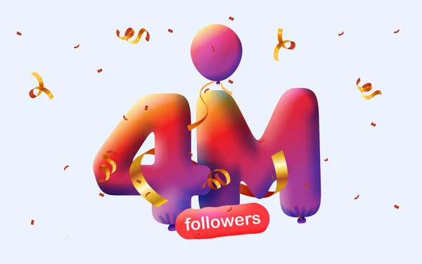 Bannière Avec Des Adeptes Merci Sous Forme Ballons Confettis Colorés — Image vectorielle