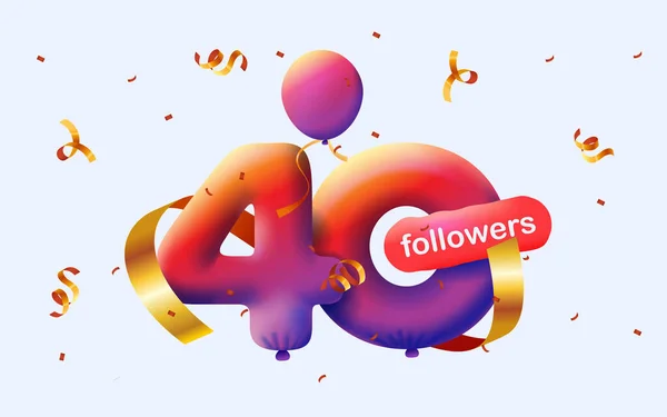 Banner Con Seguidores Gracias Forma Globos Confeti Colorido Ilustración Vectorial — Archivo Imágenes Vectoriales