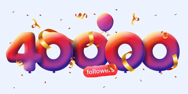 Bannière Avec 40K Followers Merci Sous Forme Ballons Confettis Colorés — Image vectorielle