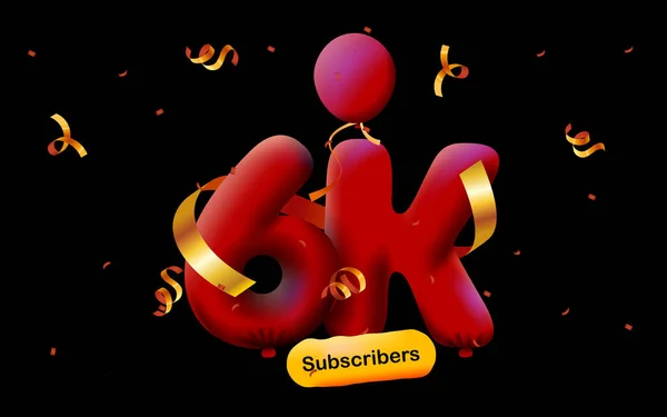 Banner Met Volgers Dank Vorm Van Ballonnen Kleurrijke Confetti Vector — Stockvector