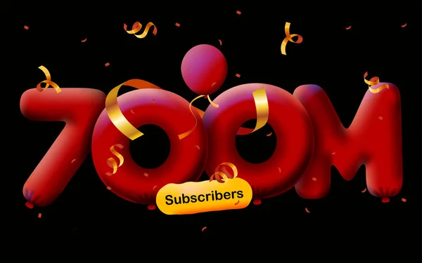 Banner Com 700M Seguidores Obrigado Forma Balões Confete Colorido Ilustração —  Vetores de Stock