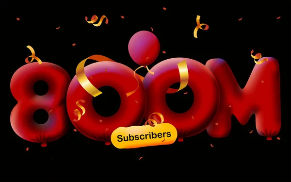 Banner Con 800M Seguidores Gracias Forma Globos Confeti Colorido Ilustración — Archivo Imágenes Vectoriales