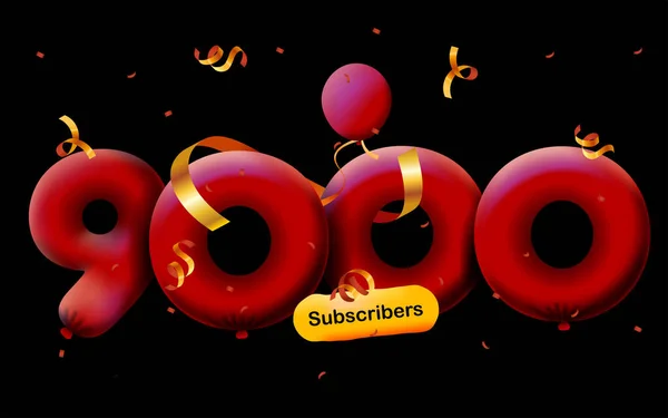 Banner Com Seguidores Obrigado Forma Balões Confete Colorido Ilustração Vetorial —  Vetores de Stock