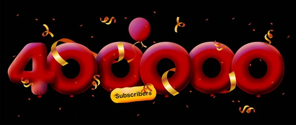 Banner Con 400K Seguidores Gracias Forma Globos Confeti Colorido Ilustración — Vector de stock