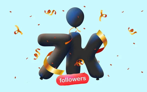 Banner Met Volgers Dank Vorm Van Ballonnen Kleurrijke Confetti Vector — Stockfoto