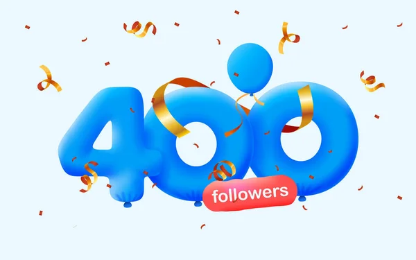 Banner Con 400 Seguidores Gracias Forma Globos Confeti Colorido Ilustración —  Fotos de Stock