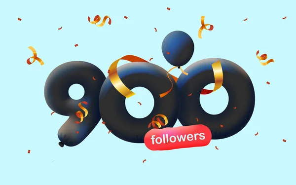 Banner Med 900 Anhängare Tackar Dig Form Ballonger Och Färgglada — Stockfoto