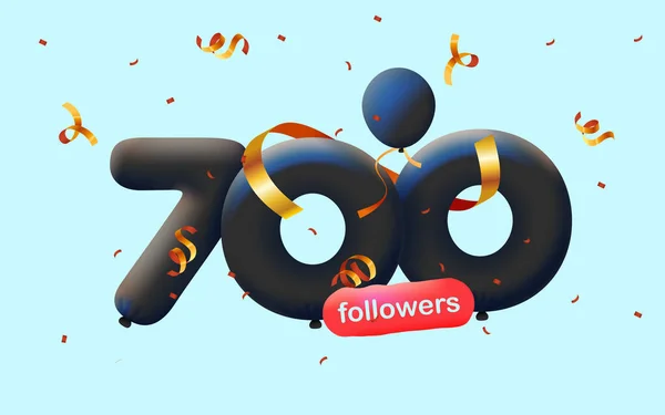 Banner Con 700 Seguidores Gracias Forma Globos Confeti Colorido Ilustración — Foto de Stock