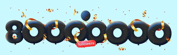 Banner Con 80M Seguidores Gracias Forma Globos Confeti Colorido Ilustración —  Fotos de Stock