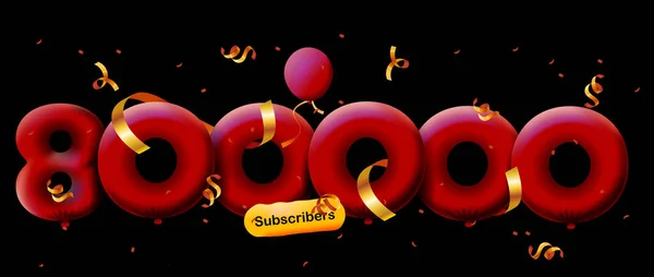 Banner Com 800K Seguidores Obrigado Forma Balões Confete Colorido Ilustração — Fotografia de Stock