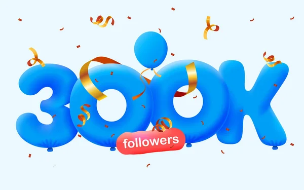 Банер 300K Послідовників Дякую Вигляді Кульок Барвистих Конфетті Векторна Ілюстрація — стокове фото