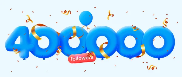 Banner with 400K followers thank you in form of 3d balloons and colorful confetti . Vector illustration 3d numbers for social media 400000 followers, concept of blogger celebrating subscribers