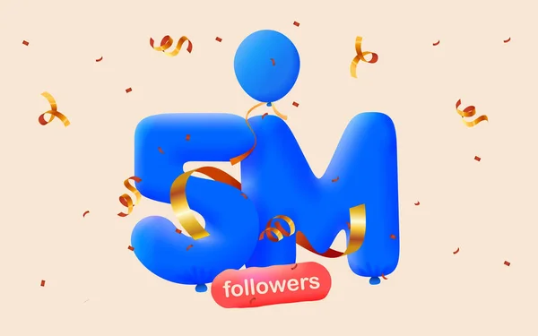 Baner Zwolenników Dziękuję Postaci Balonów Kolorowe Konfetti Ilustracja Wektorowa Numery — Zdjęcie stockowe