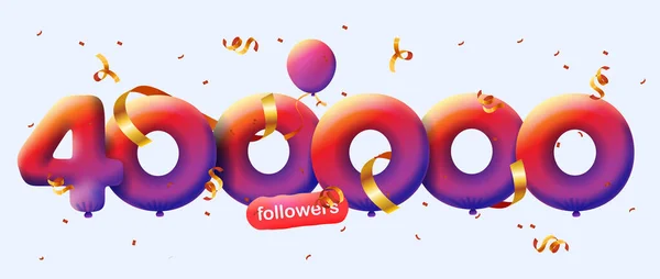 Banner Con 400K Seguaci Grazie Forma Palloncini Coriandoli Colorati Illustrazione — Foto Stock