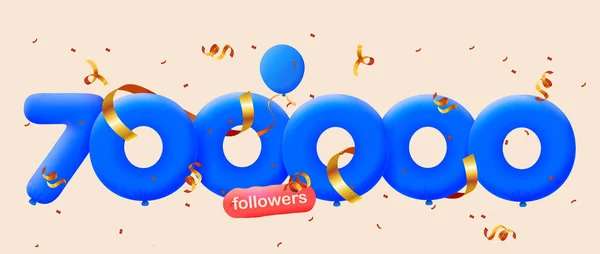 Banner Con 700K Seguidores Gracias Forma Globos Confeti Colorido Ilustración —  Fotos de Stock