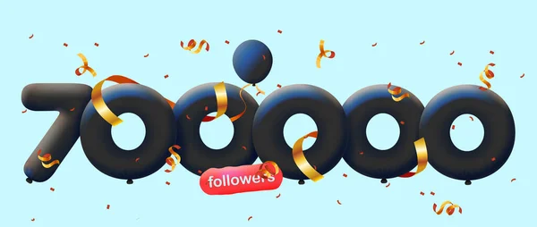 Прапор 700K Послідовників Дякую Вигляді Кульок Барвистих Конфетті Векторна Ілюстрація — стокове фото