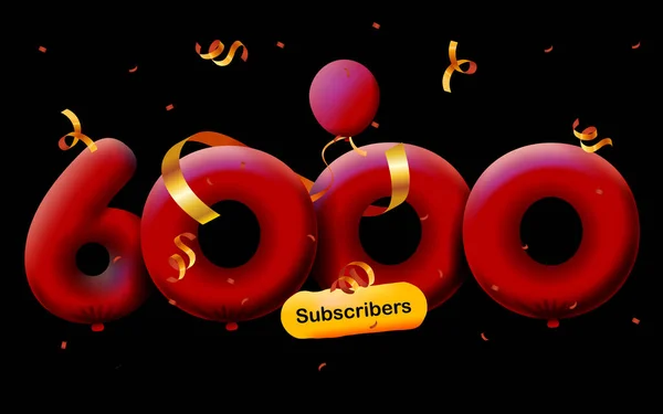 Banner Con Seguidores Gracias Forma Globos Confeti Colorido Ilustración Vectorial — Foto de Stock