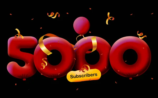 Banner Met Volgers Dank Vorm Van Ballonnen Kleurrijke Confetti Vector — Stockfoto