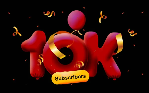 Banner Con 10K Seguidores Gracias Forma Globos Confeti Colorido Ilustración —  Fotos de Stock