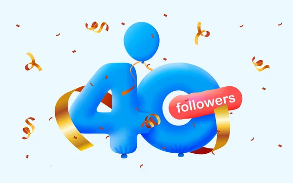 Banner Followers Thank You Form Balloons Colorful Confetti Vector Illustration — Stock Photo, Image
