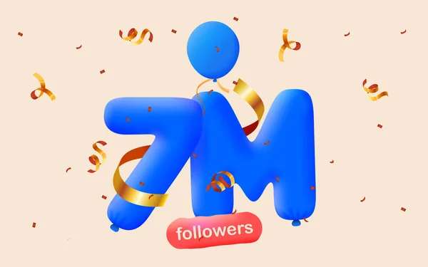 Banner Met Volgers Dank Vorm Van Ballonnen Kleurrijke Confetti Vector — Stockfoto