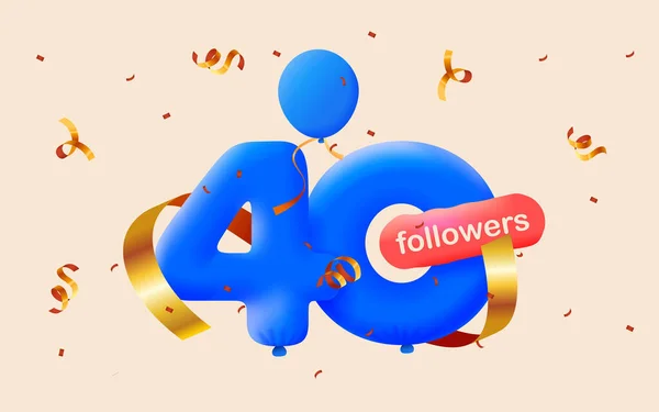 Bannière Avec Followers Merci Sous Forme Ballons Confettis Colorés Illustration — Photo
