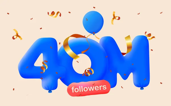 Bannière Avec 440M Followers Merci Sous Forme Ballons Confettis Colorés — Photo