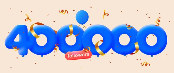 Banner with 400K followers thank you in form of 3d balloons and colorful confetti . Vector illustration 3d numbers for social media 400000 followers, concept of blogger celebrating subscribers