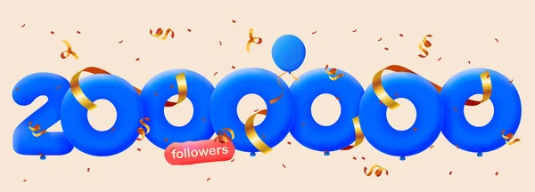 Banner Followers Thank You Form Balloons Colorful Confetti Vector Illustration — Stock Photo, Image