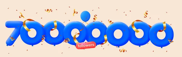 Banner 70M Followers Thank You Form Balloons Colorful Confetti Vector — Stock Photo, Image