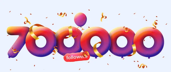 Прапор 700K Послідовників Дякую Вигляді Кульок Барвистих Конфетті Векторна Ілюстрація — стокове фото