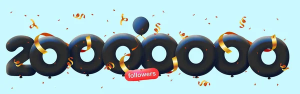 Banner 20M Následovníky Vám Děkujeme Podobě Balónů Barevných Konfet Vektorová — Stock fotografie
