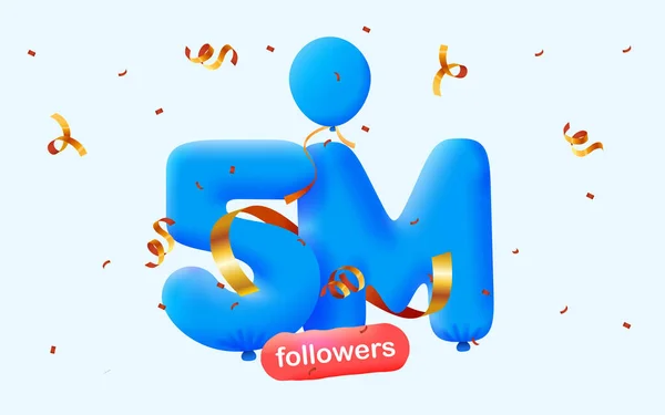 Bannière Avec Followers Merci Sous Forme Ballons Confettis Colorés Illustration — Photo