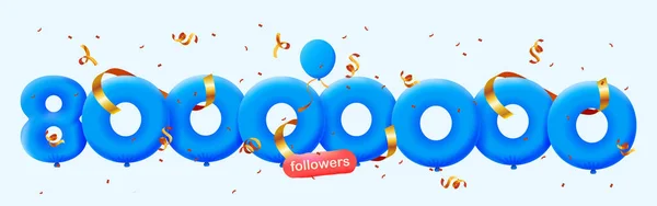 Banner Con 80M Seguidores Gracias Forma Globos Confeti Colorido Ilustración —  Fotos de Stock