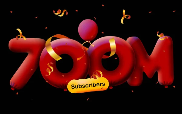Baner 700M Zwolenników Dziękuję Postaci Balonów Kolorowe Konfetti Ilustracja Wektorowa — Zdjęcie stockowe