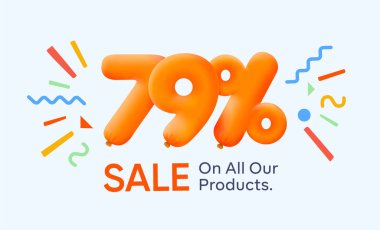 % 79 indirimli özel yaz indirimli balon, sezonluk alışveriş reklamı, vektör tasarımı.     