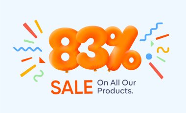 % 83 indirimli indirimli özel yaz indirimli balon, sezonluk alışveriş reklamı, vektör tasarımı     