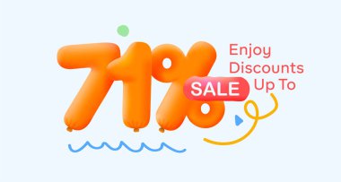 % 71 indirimli özel yaz indirimli balon, sezonluk alışveriş reklamı, vektör tasarımı.     