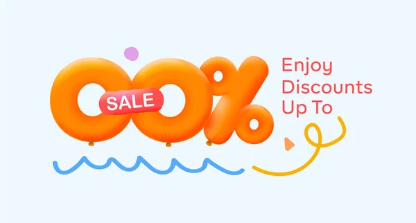 Special Summer Sale Banner Discount Percent Form Balloons Seasonal Shopping — Stock Vector