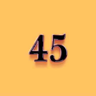 45 numaralı sembol tasarımı. Özel teklifin tadını çıkarın. Sarı arka planda 45 numara indirimli.