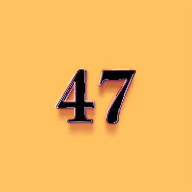 47 numaralı sembol tasarımı. Özel teklifin tadını çıkarın. Sarı arka planda 47 numara indirimli.