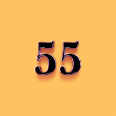 55 numaralı sembol tasarımı. Özel teklifin tadını çıkarın. Sarı arka planda 55 numara indirimli.