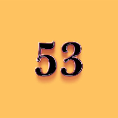 53 numaralı sembol tasarımı. Özel teklifin tadını çıkarın. Sarı arka planda 53 numara indirimli.