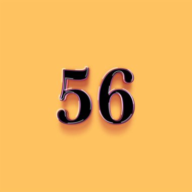 56 numaralı sembol tasarımı. Özel teklifin tadını çıkarın. Sarı arka planda 56 numara indirimli.