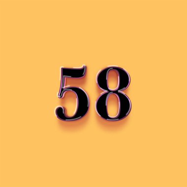 58 numaralı sembol tasarımı. Özel teklifin tadını çıkarın. Sarı arka planda 58 numara indirimli.