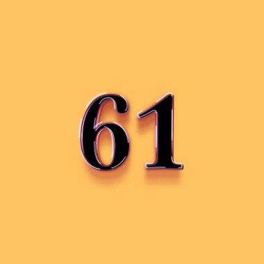 61 numaralı sembol tasarımı. Özel teklifin tadını çıkarın. Sarı arka planda 61 numara indirimli.
