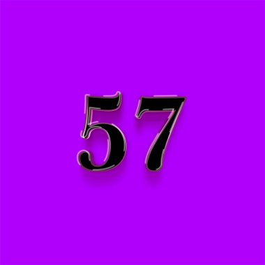 57 numaralı sembol tasarımı. Özel teklifin tadını çıkarın. Mor arka planda 57 numara indirimli.