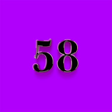 58 numaralı sembol tasarımı. Özel teklifin tadını çıkarın. Mor arka planda 58 numara indirimli.