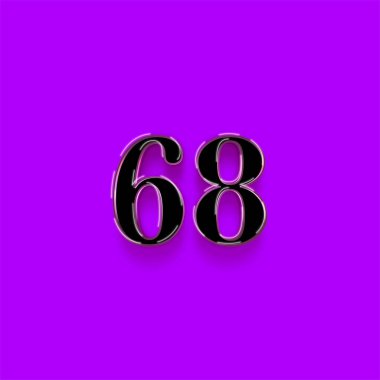 68 numaralı sembol tasarımı. Özel teklifin tadını çıkarın. Mor arka planda 68 numara indirimli.