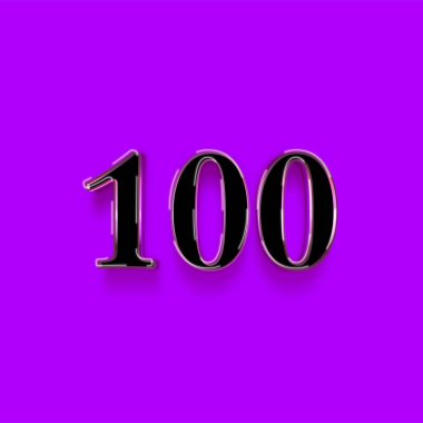 100 numaralı sembol tasarımı. Özel teklifin tadını çıkarın. Mor arka planda 100 numara indirimli.